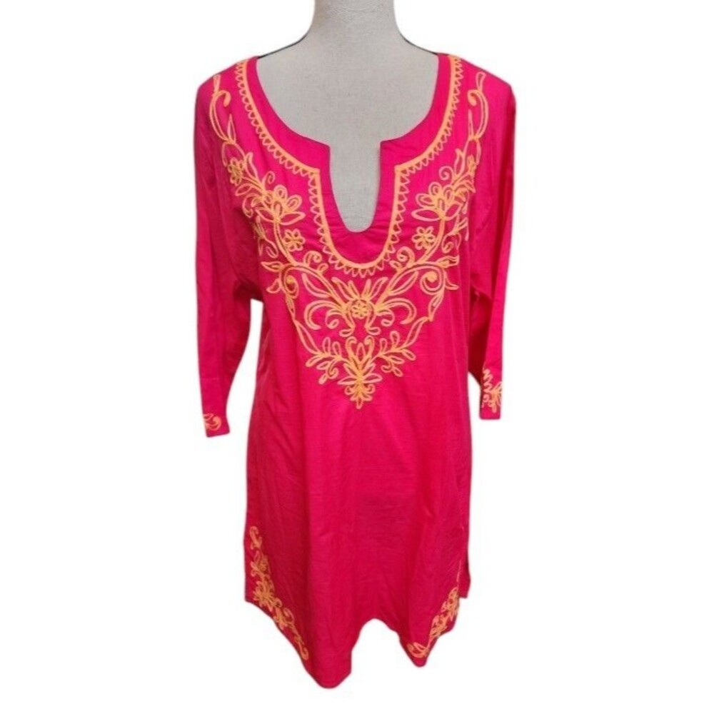 Chances R Pink Embroidered Tunic NWT Size Medium Hippie Boho
